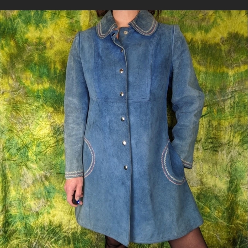 Vintage Gassy Jack Blue Suede Trench Coat